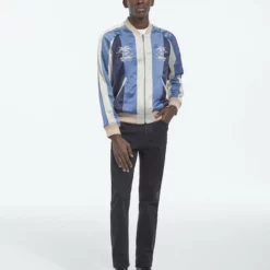 The Kooples Uomo BRODÉ TISSU JAPONAIS - Giubbotto Bomber - Blue, Beige -Vendite The Kooples 18c7ad26b7f2480ba7d11549bef854d1