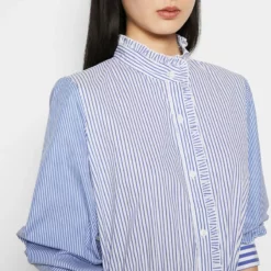 The Kooples ROBE COURTE MANCHES LONGUES - Abito A Camicia - Blue White, Donna -Vendite The Kooples 1bebd53874d64c36aba8979a66252a42