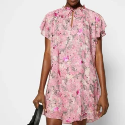 The Kooples ROBE LONGUE MANCHES COURTES LACEEN FLOWERS - Vestito Elegante - Pink, Donna -Vendite The Kooples 1cb37a8f8bdc45318bdd11c5a9fe75ca