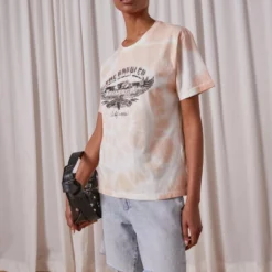 The Kooples MANCHES COURTES - T-shirt Con Stampa - Orange/ecru, Donna