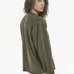 The Kooples Donna COL ROND À DÉTAILS DE VOLANTS - Camicetta - Olive Kaki -Vendite The Kooples 3277466a2bca418fa4a619a84011dff0