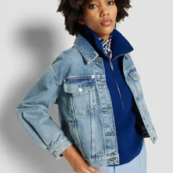 The Kooples BLOUSON - Giacca Di Jeans - Blue Washed, Donna -Vendite The Kooples 406ce96c97db4fac86d3a2a2a6818dd5