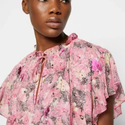 The Kooples ROBE LONGUE MANCHES COURTES LACEEN FLOWERS - Vestito Elegante - Pink, Donna -Vendite The Kooples 45d8ff1832264e58945b690ff63aead3