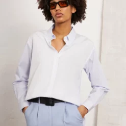 The Kooples CHEMISE - Camicia - White / Sky Blue, Donna