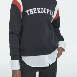 The Kooples À BANDES CONTRASTÉES ET LOGO - Felpa - Black, Donna