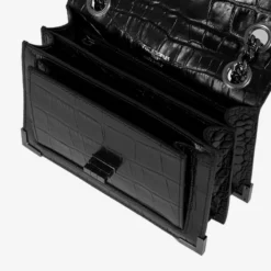 The Kooples CHAIN BAG EMILY CROCO METALLERIE GUN - Borsa A Tracolla - Black, Donna -Vendite The Kooples 85fa97cb49b94f92947df3409de805da