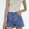SHORT COURT EN JEAN À DÉLAVAGE CACHEMIRE THE KOOPLES PANTALON - Shorts Di Jeans - Blue Denim, Donna -Vendite The Kooples 87052491934847a2bceee8b430162c40