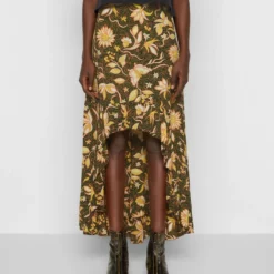 The Kooples JUPE LONGUE OUVERTURE DEVANT AVEC VOLANTEN IMPRIME VINTAGE - Gonna Lunga - Black, Donna -Vendite The Kooples 88a0b9b8b7f64ce293122ff79e50c84d