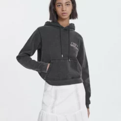 The Kooples Felpa Con Cappuccio - Black Washed, Donna