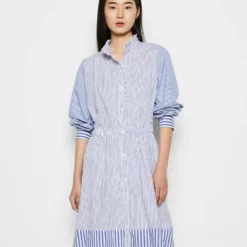 The Kooples ROBE COURTE MANCHES LONGUES - Abito A Camicia - Blue White, Donna -Vendite The Kooples 90abe0420de24354847bd4d4d17fbe59