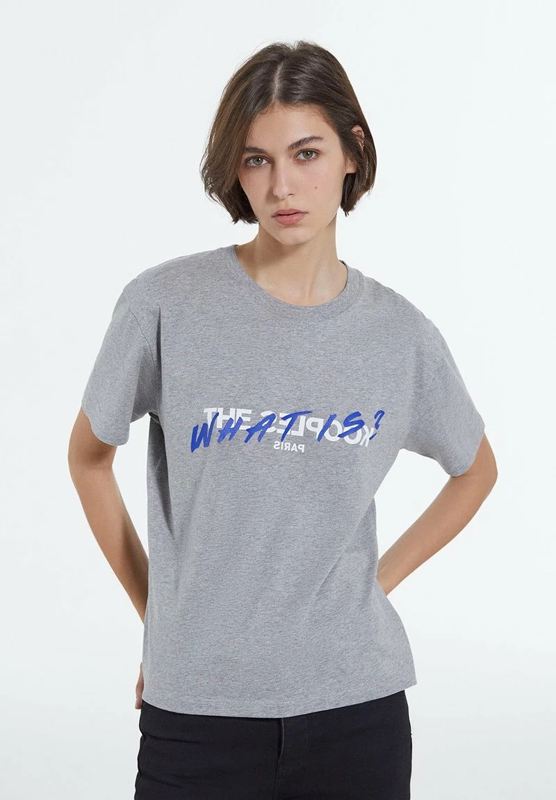 The Kooples WHAT IS T MANCHE - T-shirt Con Stampa - Grey Melange, Donna 3 The Kooples WHAT IS T MANCHE - T-shirt Con Stampa - Grey Melange, Donna