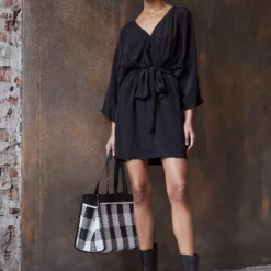 The Kooples ROBE KIMONO COURTEMODERN - Vestito Elegante - Black, Donna