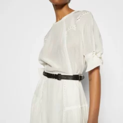 The Kooples ROBE COURTE AVEC BRAIDS MANCHES COURTES VINTAGE - Vestito Estivo - Off White, Donna -Vendite The Kooples a907c496be0f4c208afc280e8ed9cf51