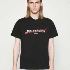 The Kooples WEISSES KÖRPERBETONTES T-SHIRT MIT LOG - T-shirt Con Stampa - Black, Uomo