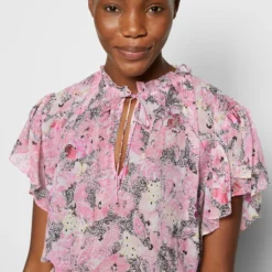 The Kooples Donna MANCHES COURTES LACEEN FLOWERS ROSE - Tunica - Pink -Vendite The Kooples b52d65cee84644f197261c9d016e8431