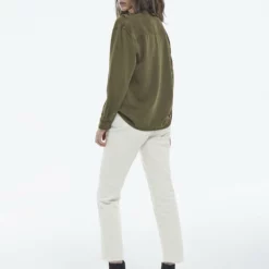 The Kooples Donna COL ROND À DÉTAILS DE VOLANTS - Camicetta - Olive Kaki -Vendite The Kooples bc487fa135fb4860bfd62af25d56d948