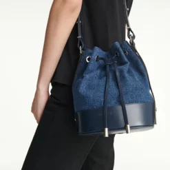 The Kooples Borsa A Mano - Blue Denim, Donna