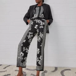 The Kooples PANTALON TAILLE ELASTIQUE - Pantaloni - Black/white, Donna