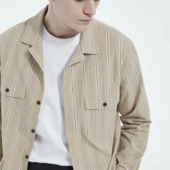 The Kooples COL HAWAÏEN À RAYURES - Camicia - Camel / Black, Uomo -Vendite The Kooples e560a54336e7490e845965bec058fbf7