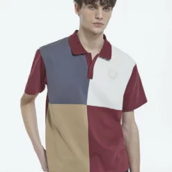 The Kooples PATCHWORK - Polo - Bordeaux, Uomo