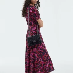 The Kooples CHAIN BAG EMILY CROCO METALLERIE GUN - Borsa A Tracolla - Black, Donna