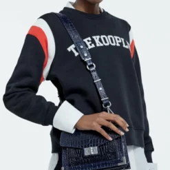 The Kooples CROCODILE EFFECT EMILY - Borsa A Mano - Dark Navy, Donna